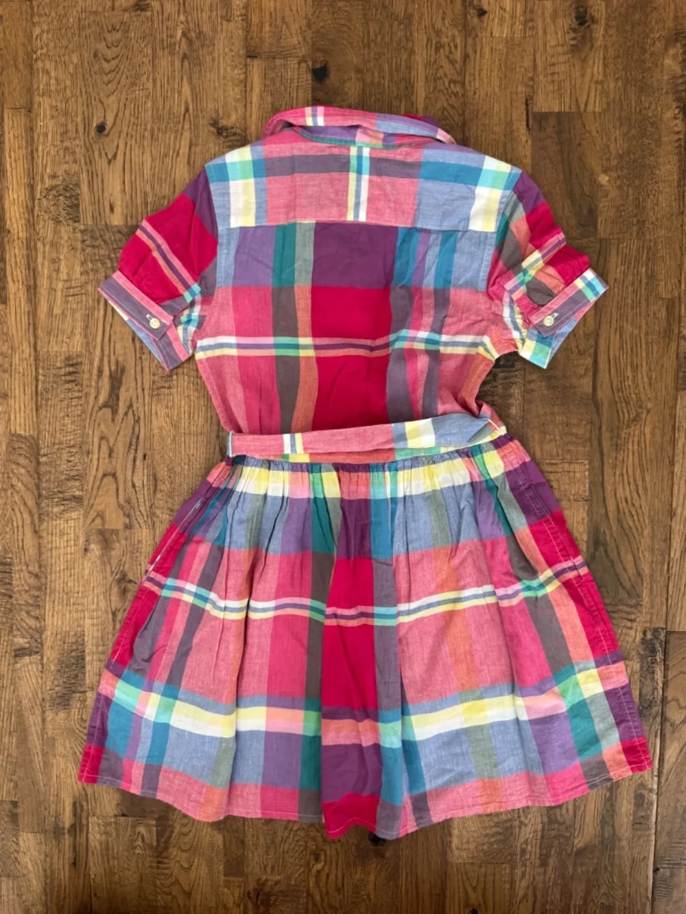 NWT Polo Ralph Lauren Cotton Madras Shirtdress Plaid Collared Tie Belt Size 6X